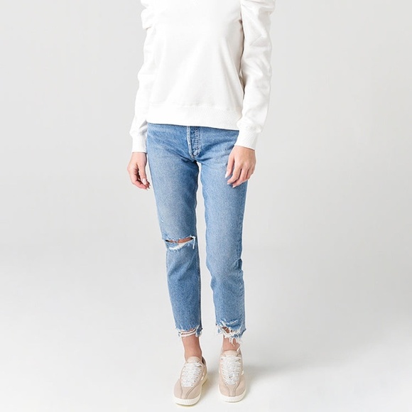 AGOLDE | Classic Jamie High-Rise Tapered Distressed Wash Denim Jeans | Size 25 - Picture 3 of 16